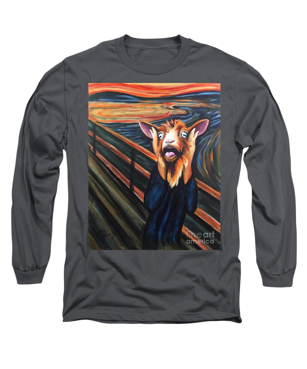 Goat Long Sleeve T-Shirt featuring the painting The Bleat by Pat Burns