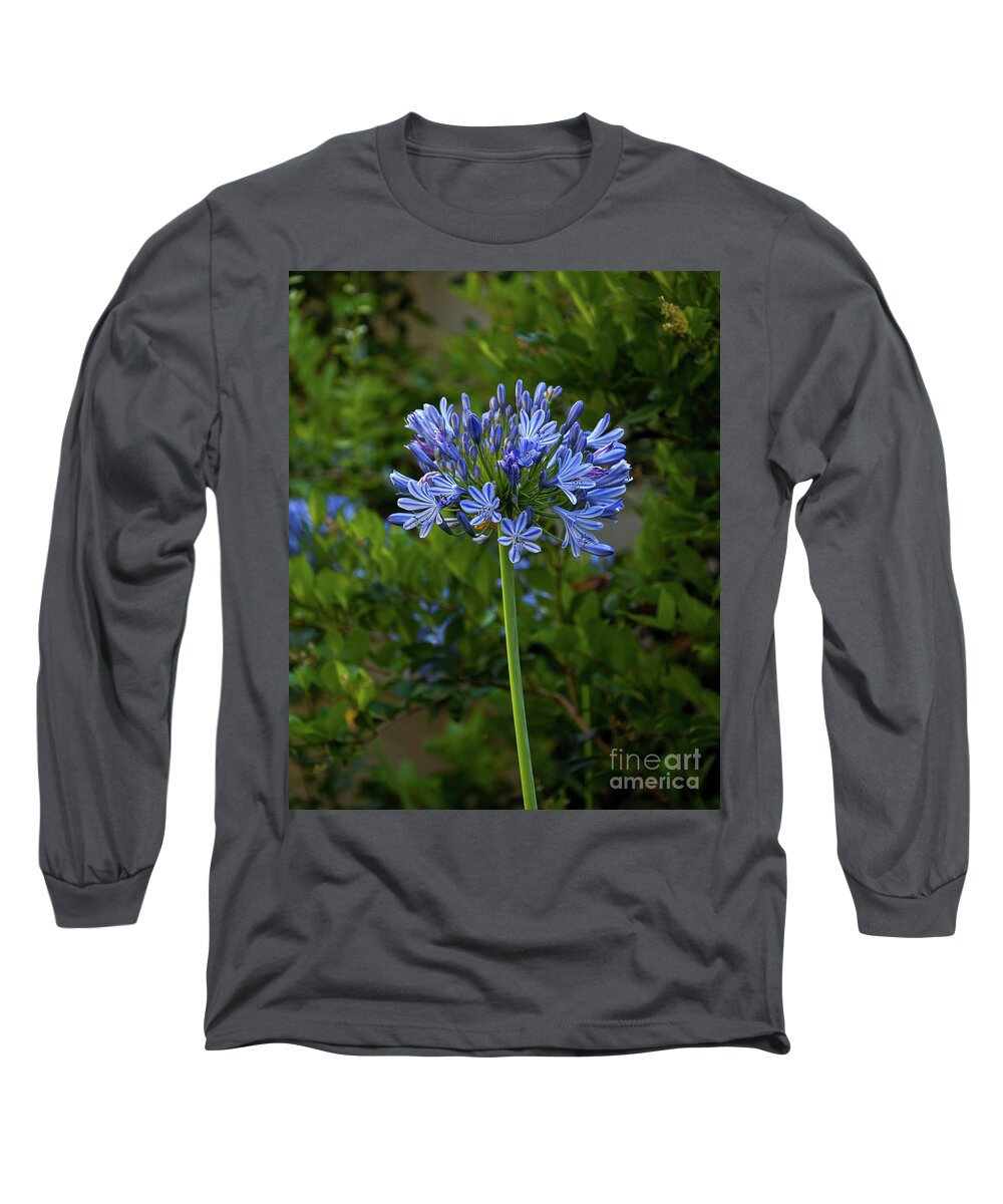 Flower Long Sleeve T-Shirt featuring the digital art The Blue Bloom by Kirt Tisdale