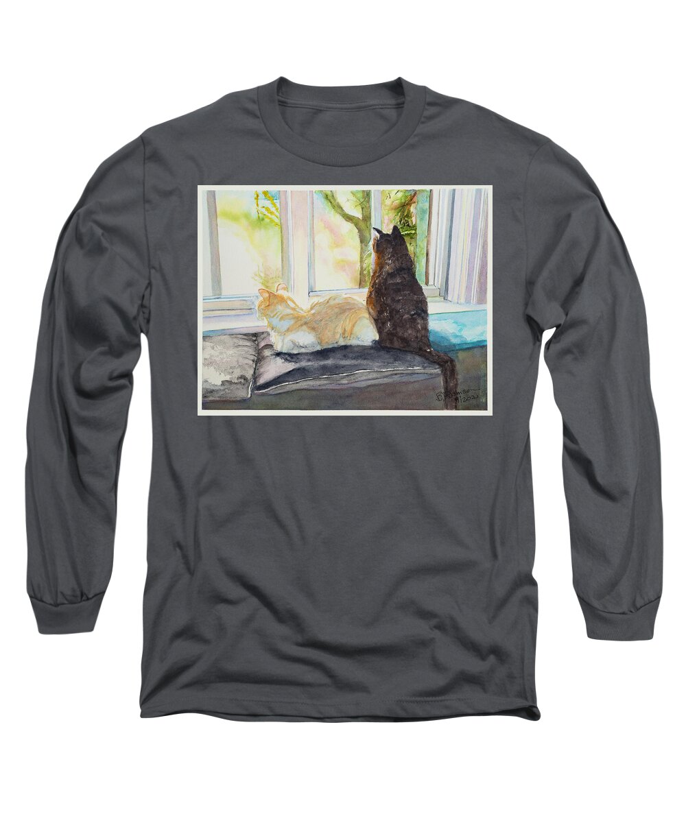 Cats Long Sleeve T-Shirt featuring the painting The Boys by Barbara F Johnson