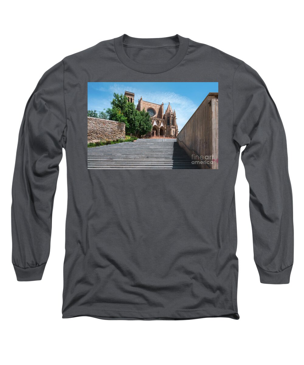 Ancient Long Sleeve T-Shirt featuring the photograph The church of Santa Maria at Manresa, Catalonia by Jose Rey
