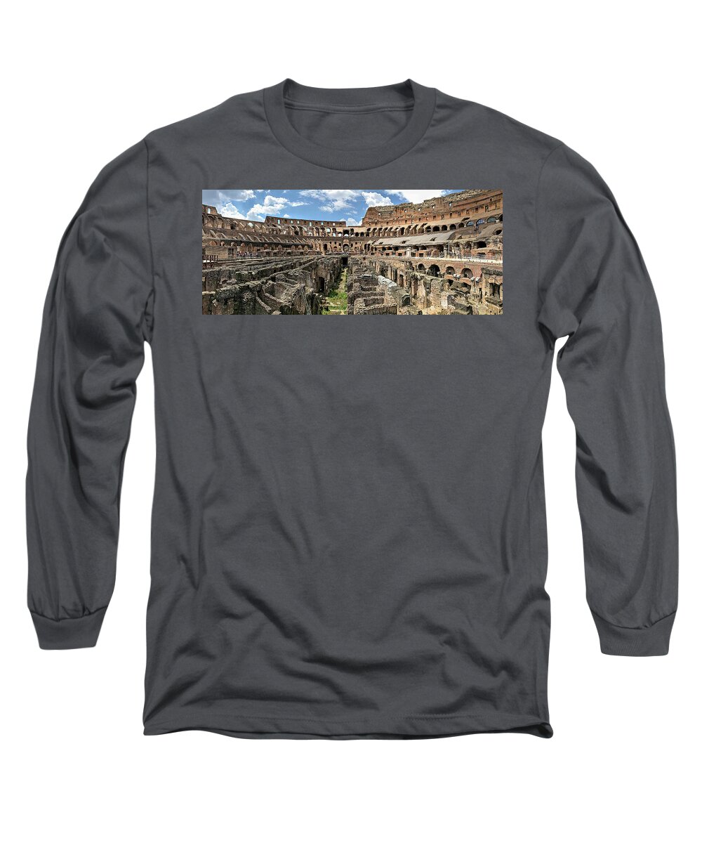 The Colosseum Long Sleeve T-Shirt featuring the photograph Colosseum Panorama by Jill Love