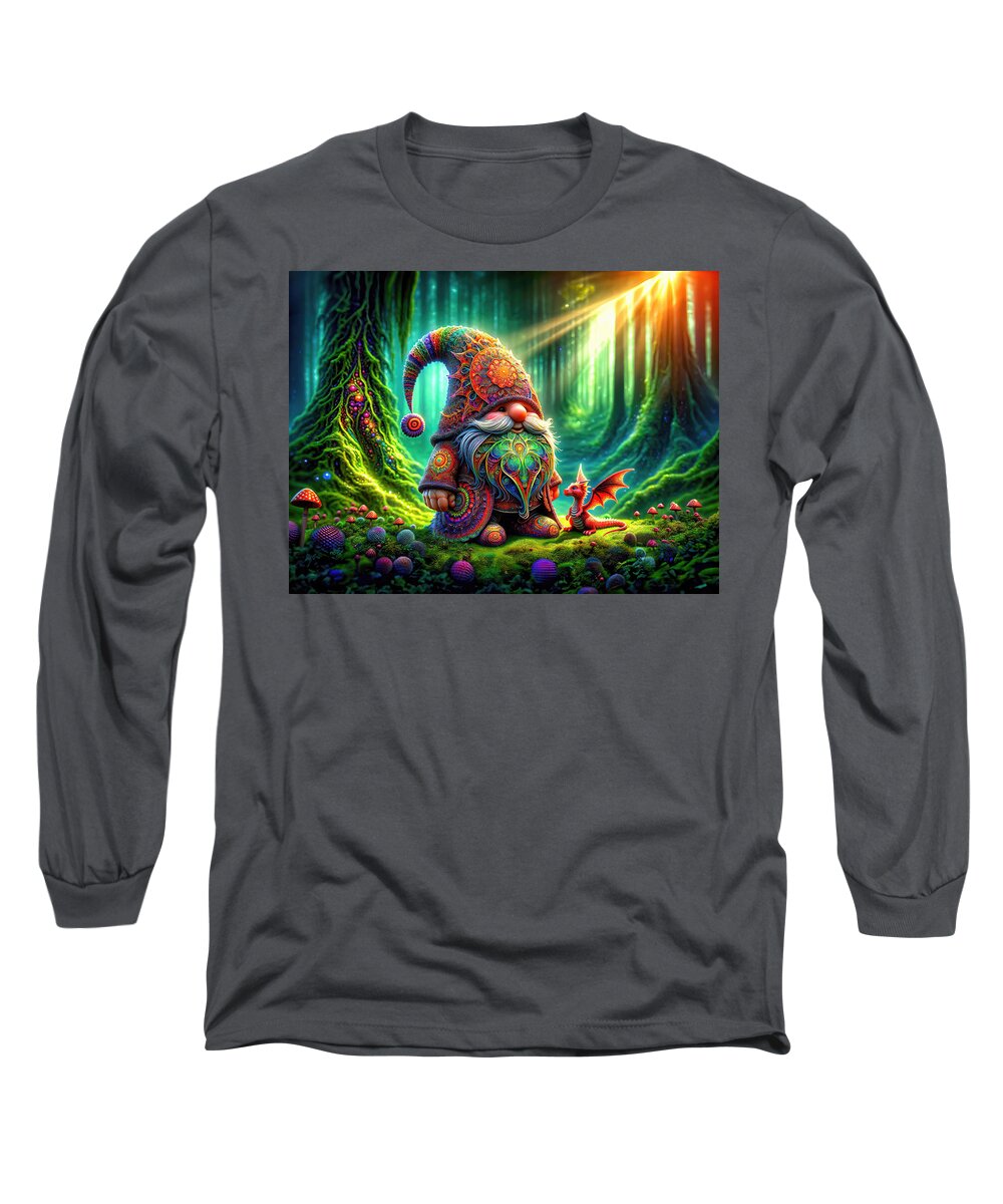 Gnome Long Sleeve T-Shirt featuring the photograph The Enchanter's Companion by Bill and Linda Tiepelman
