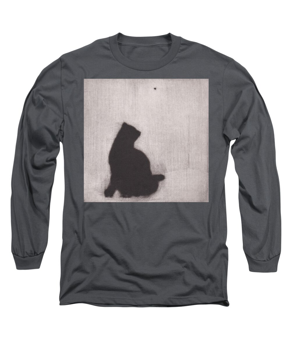 Cat Long Sleeve T-Shirt featuring the drawing The Entomologist - etching by David Ladmore