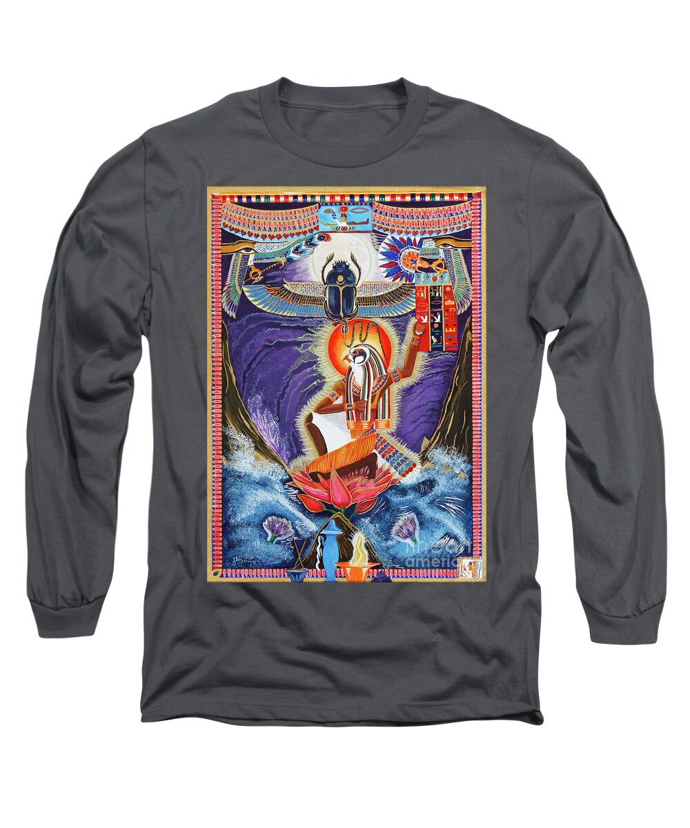 Ra Long Sleeve T-Shirt featuring the mixed media The Father Ra by Ptahmassu Nofra-Uaa
