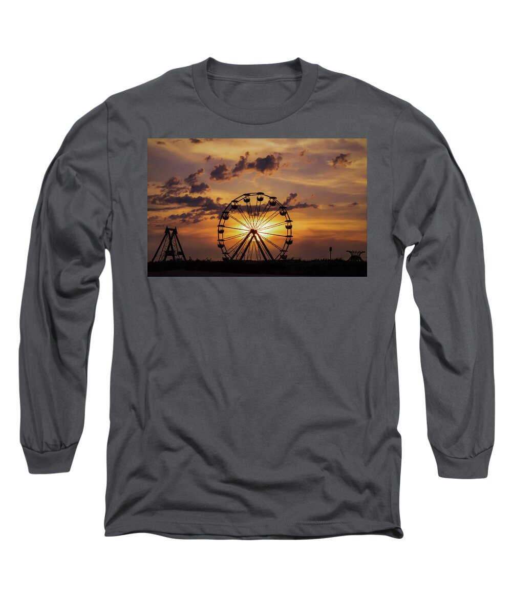 Sunset Long Sleeve T-Shirt featuring the photograph The Ferris Wheel by Christina McGoran