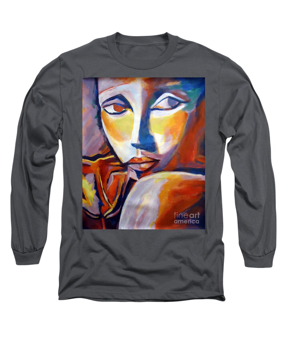 Contemporary Art Long Sleeve T-Shirt featuring the painting The flower by Helena Wierzbicki