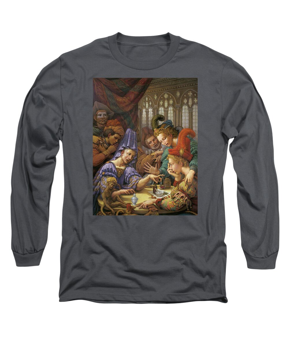 Fortune Teller Long Sleeve T-Shirt featuring the pastel The Fortune Teller by Kurt Wenner
