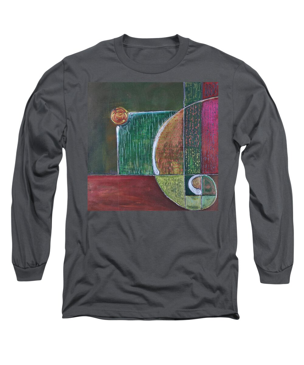 Abstract Long Sleeve T-Shirt featuring the painting The Golden Mean by Raymond Fernandez