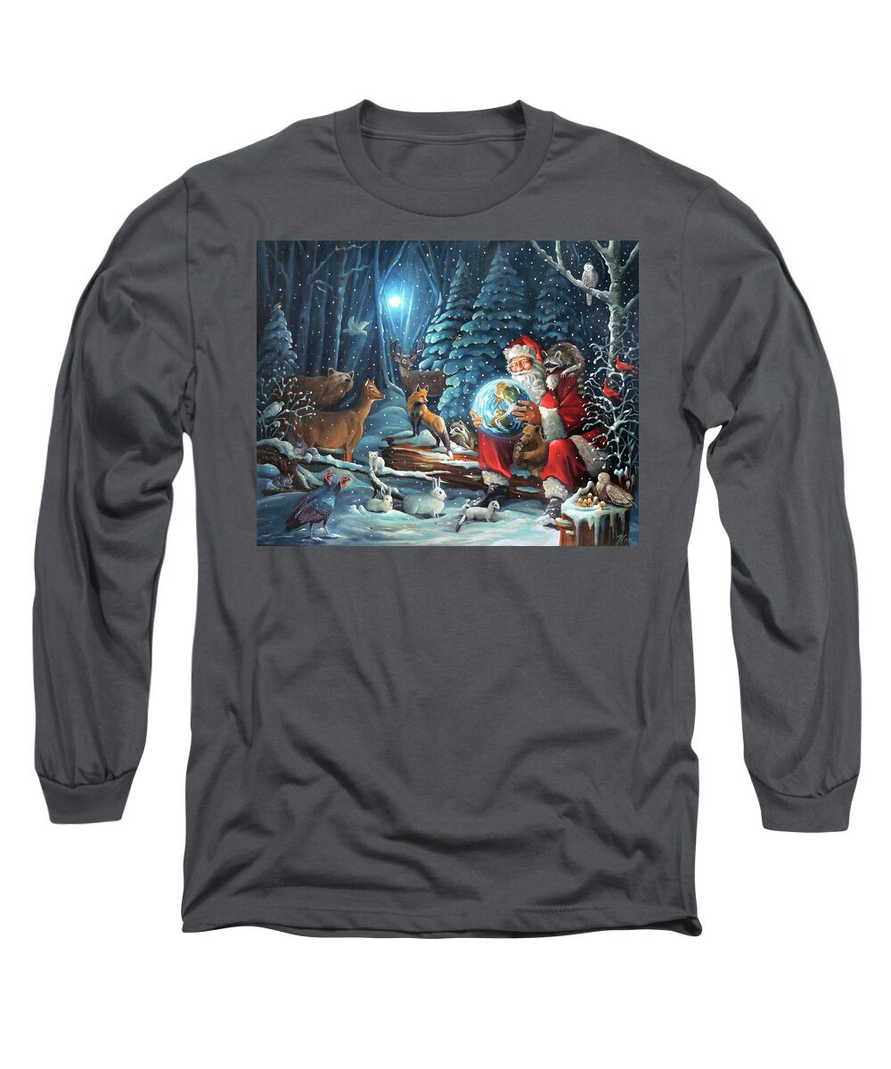 Santa Long Sleeve T-Shirt featuring the painting The Greatest Gift by Nancy Griswold