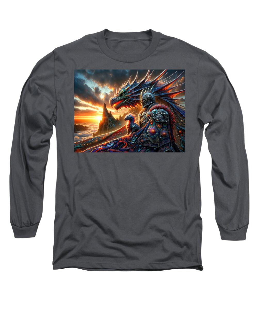 Dragon Long Sleeve T-Shirt featuring the photograph The Guardian's Dawn by Bill and Linda Tiepelman