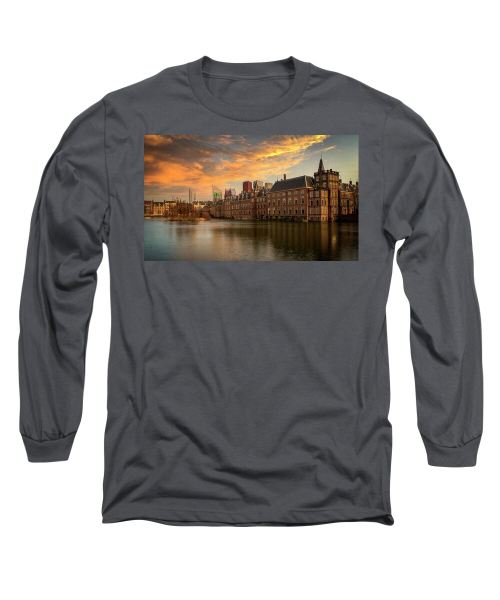 The Hague Long Sleeve T-Shirt featuring the photograph The Hague Court Pond by Marjolein Van Middelkoop
