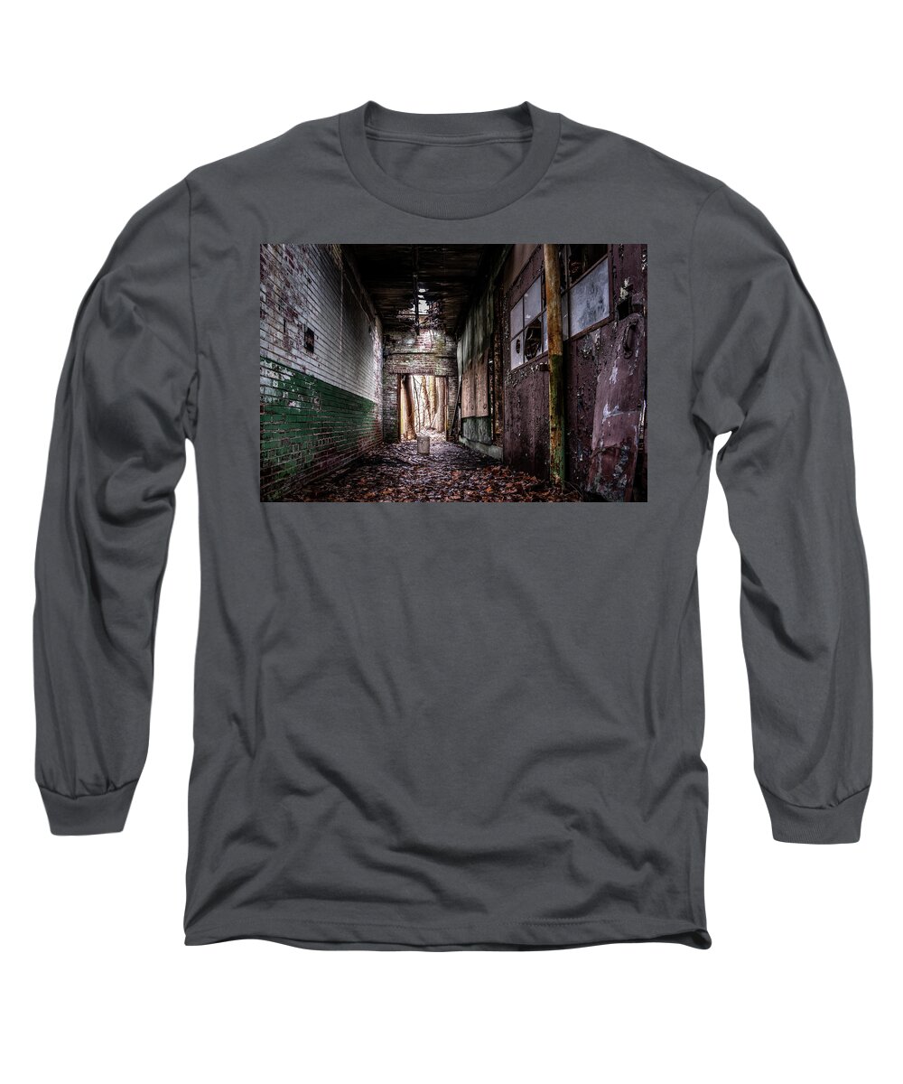 Abandoned Long Sleeve T-Shirt featuring the photograph The Hallway by Darrell DeRosia