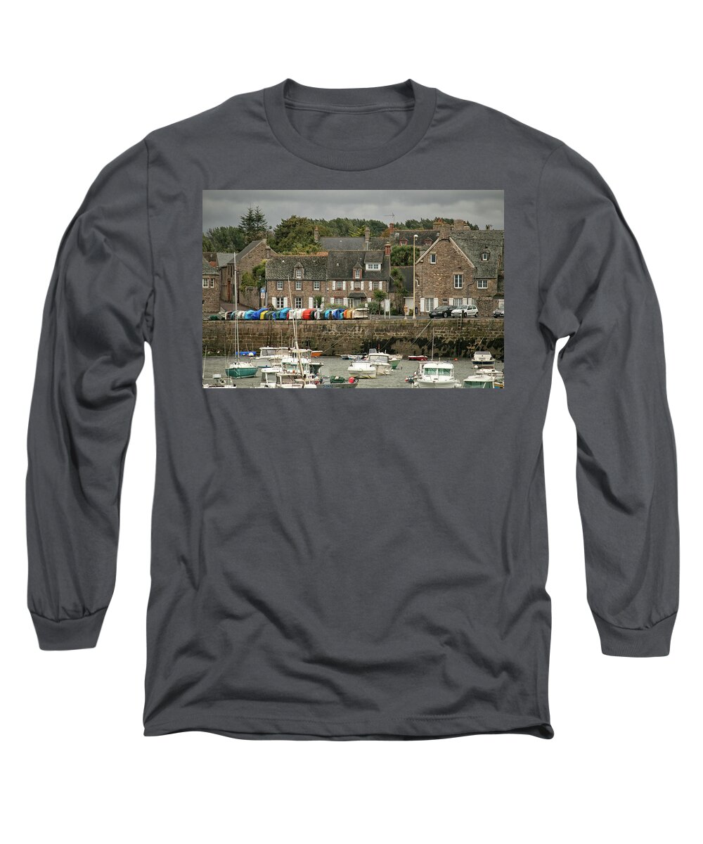 Harbor Long Sleeve T-Shirt featuring the photograph The Harbor of Barfleur 1 by Lisa Chorny