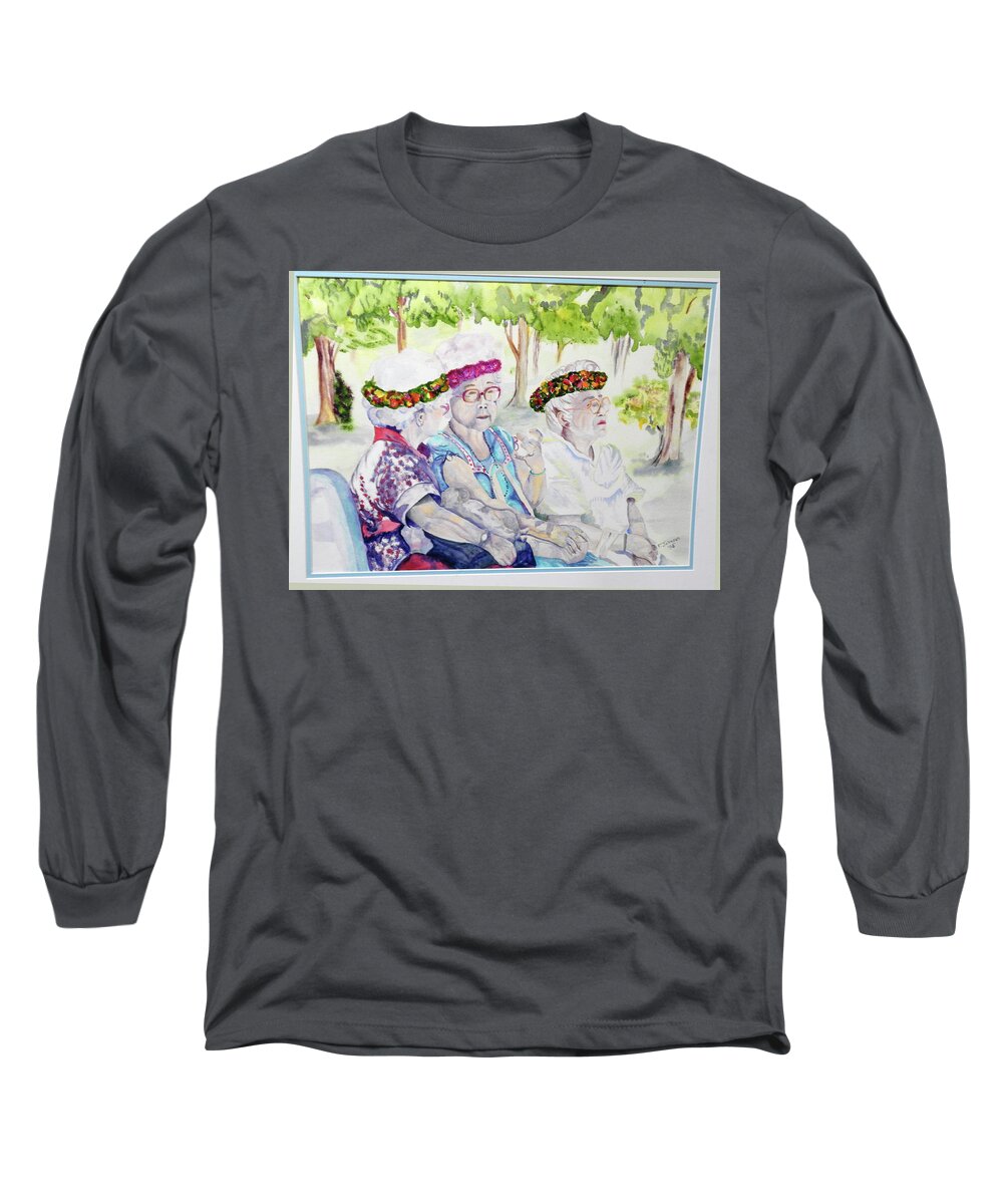 Kapiolani Park Long Sleeve T-Shirt featuring the painting The Judges by Barbara F Johnson