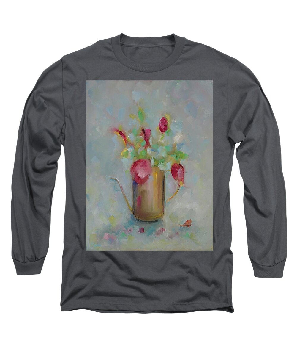 Still Life Long Sleeve T-Shirt featuring the painting The Little Can by Roger Clarke