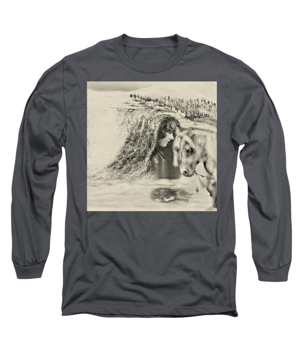 Horse Long Sleeve T-Shirt featuring the digital art Horse and Rider by Michelle Ressler