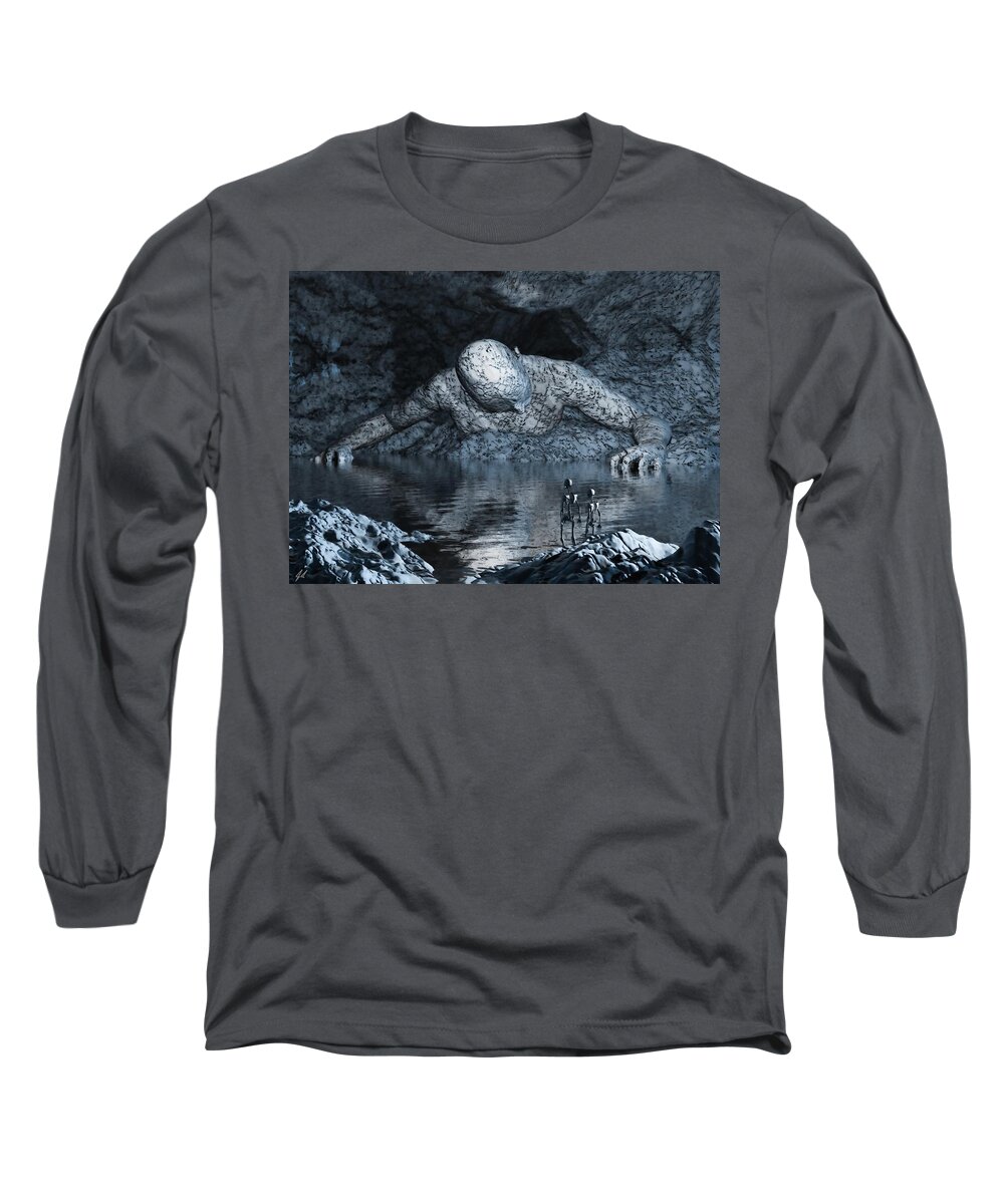 Lost Long Sleeve T-Shirt featuring the digital art The Lost Titan in the Realm of Perdition by John Alexander