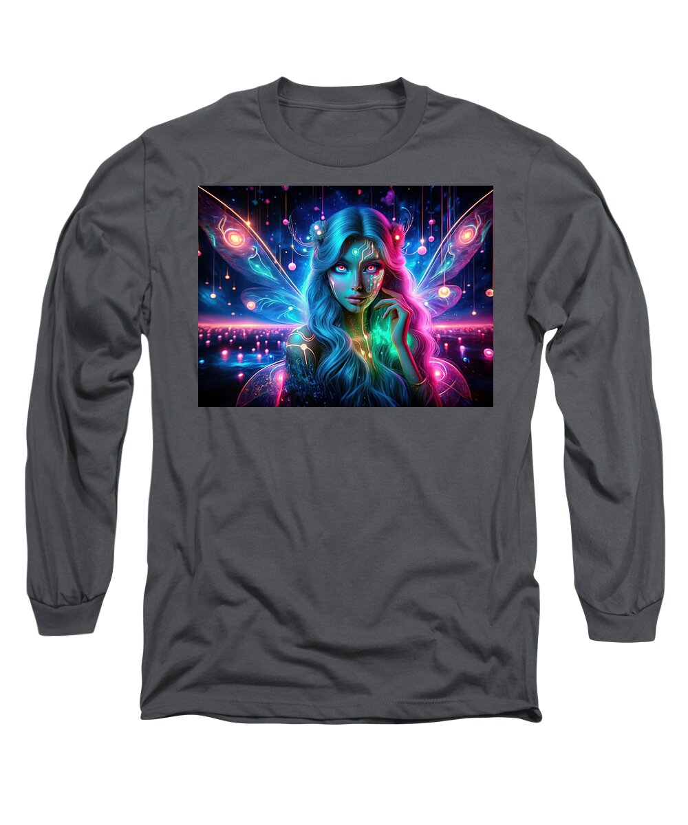 Neon Forest Long Sleeve T-Shirt featuring the digital art The Pixel Pixie's Playground by Bill And Linda Tiepelman
