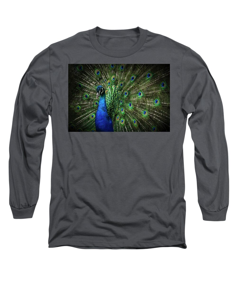 Peacock Long Sleeve T-Shirt featuring the photograph The proud peacock by Marjolein Van Middelkoop