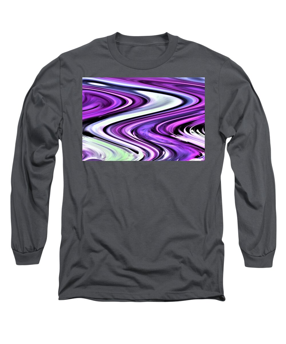 Abstract Long Sleeve T-Shirt featuring the digital art The River's Bend - Abstract by Ronald Mills