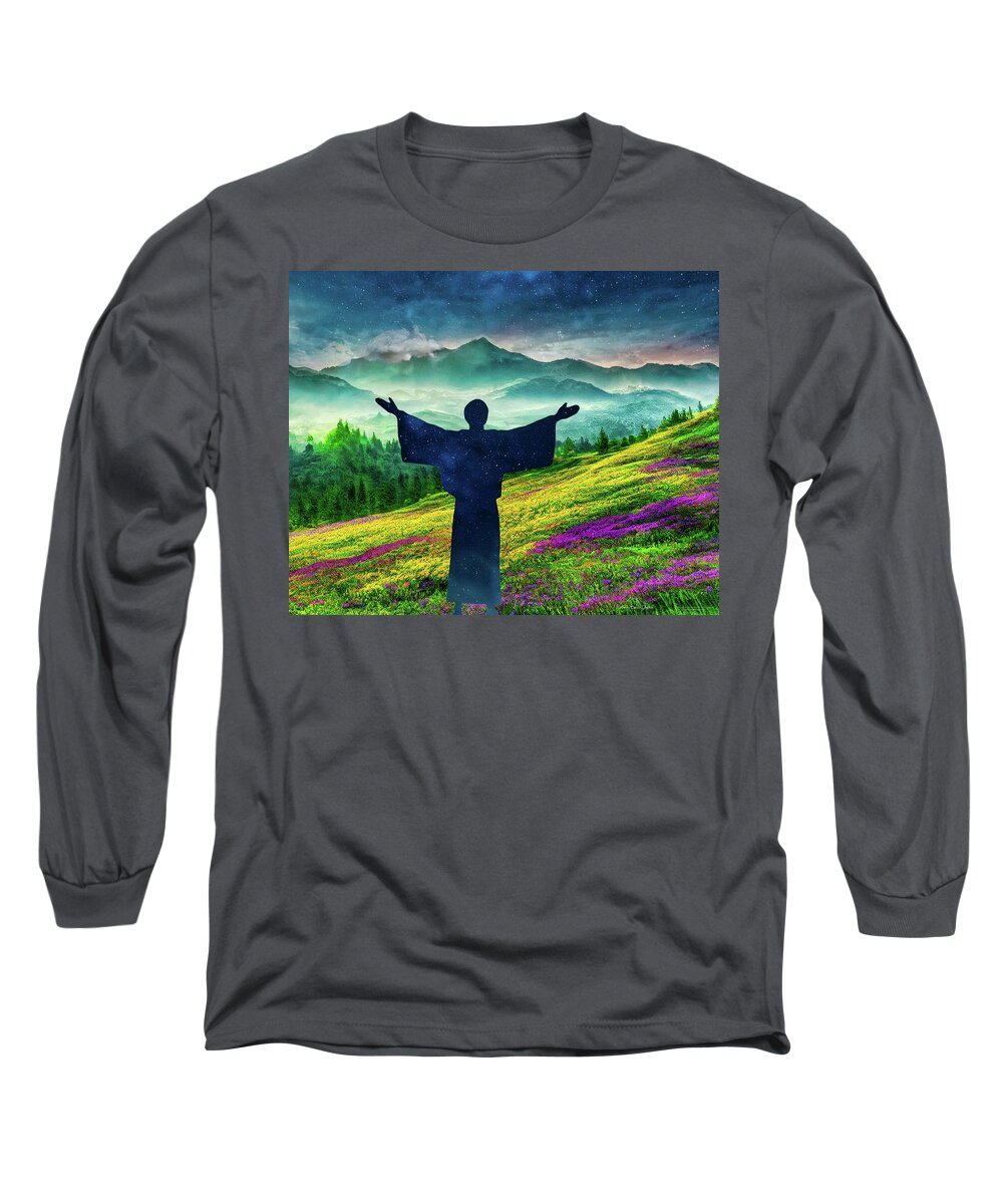 St Francis Long Sleeve T-Shirt featuring the digital art The Simple Things by Norman Brule