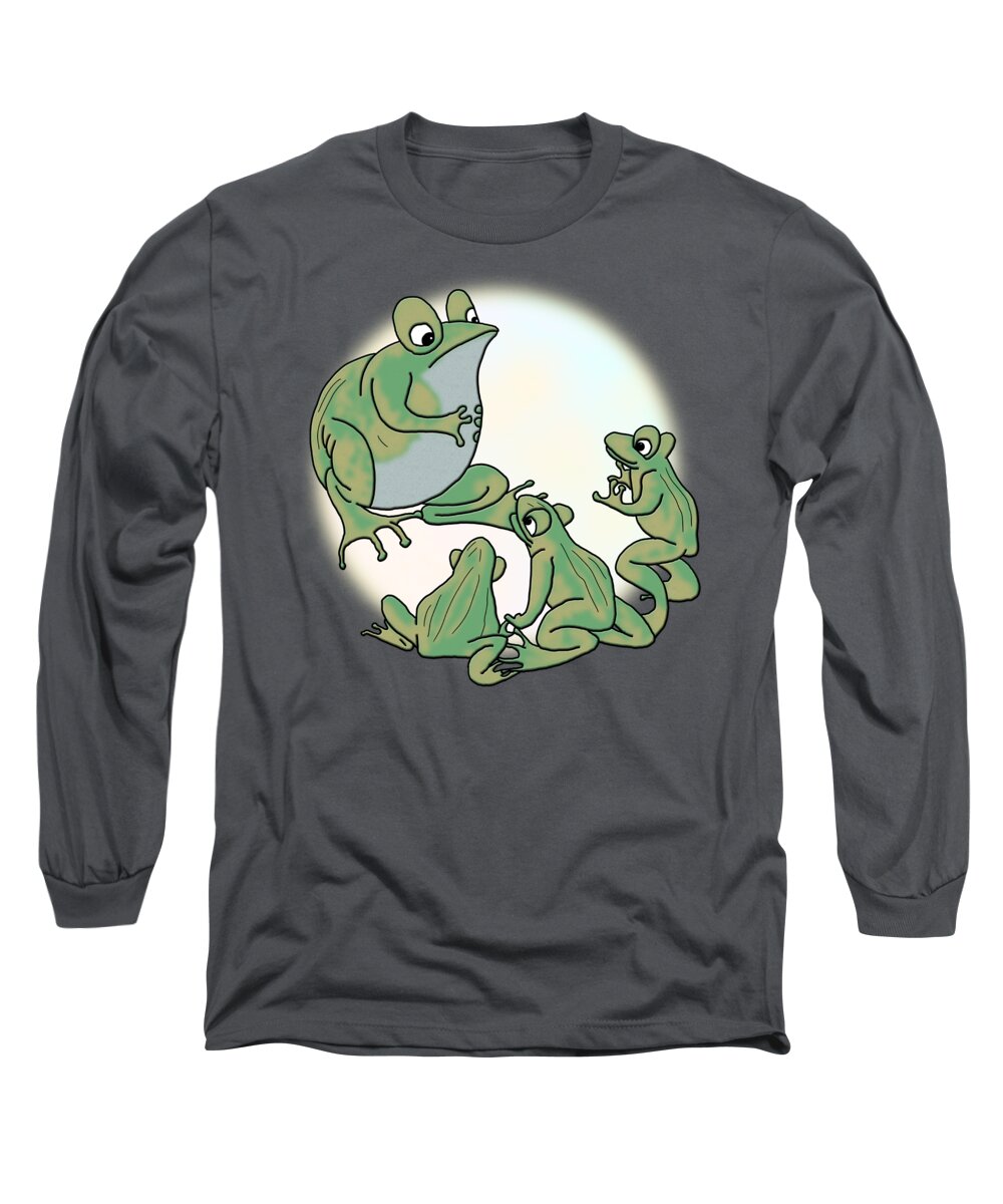 Frogs Long Sleeve T-Shirt featuring the digital art The Story of How Grandpa Croaked by John Haldane
