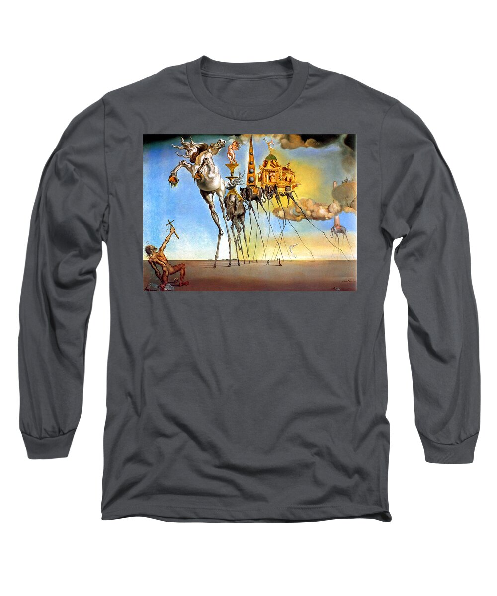 The Temptation Of St. Anthony Long Sleeve T-Shirt featuring the painting The Temptation of St. Anthony by Salvador Dali