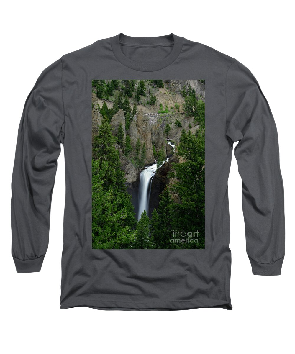 The Tower Falls Long Sleeve T-Shirt featuring the photograph The Tower Falls by Amazing Action Photo Video