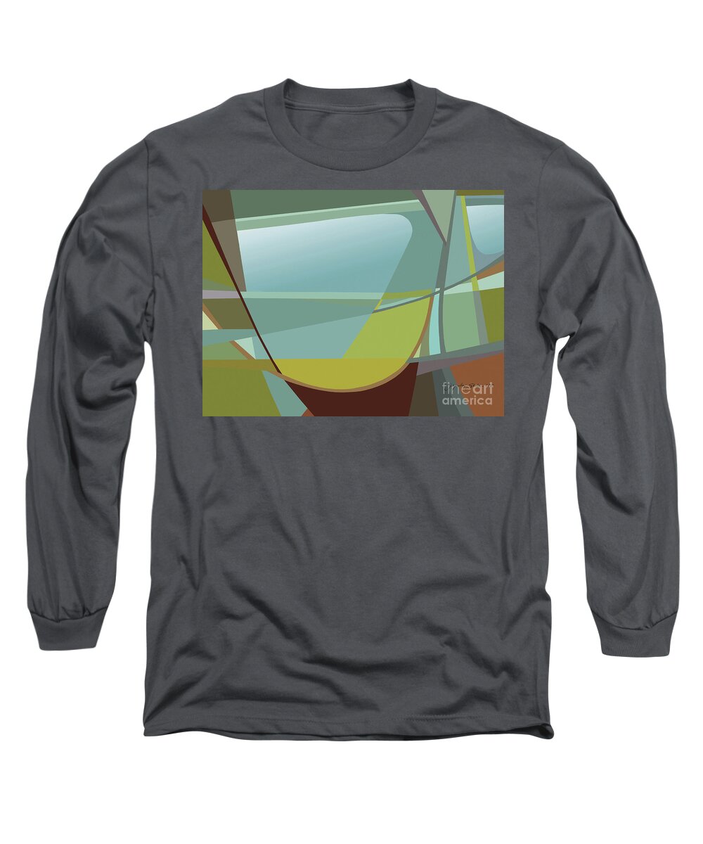 Abstract Long Sleeve T-Shirt featuring the painting The View by Jacqueline Shuler