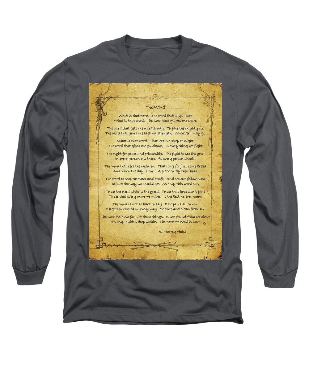 Love Long Sleeve T-Shirt featuring the mixed media The Word by R Murrey Haist