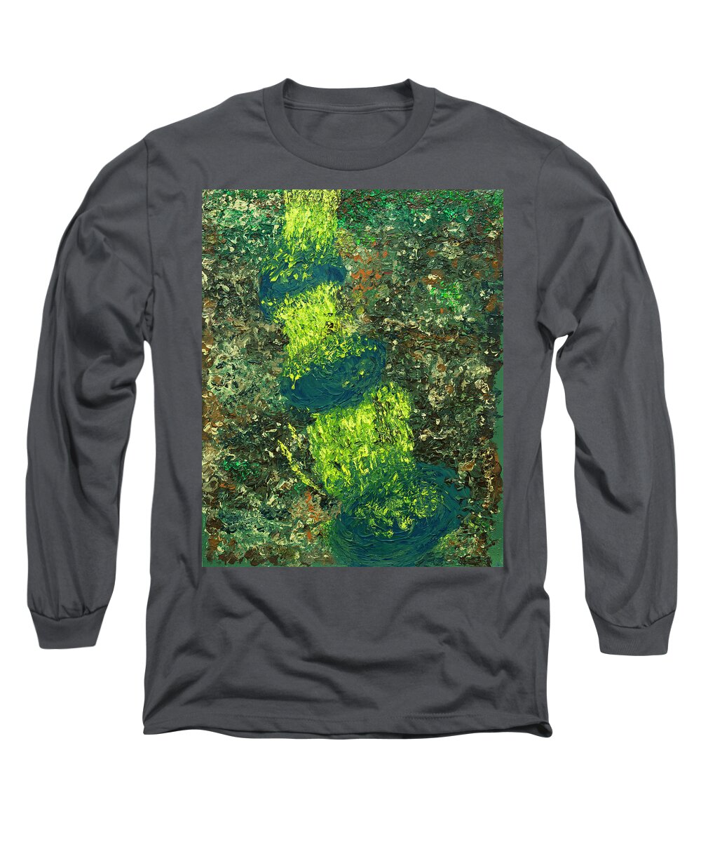 Art Long Sleeve T-Shirt featuring the painting Three Falls by Jay Heifetz