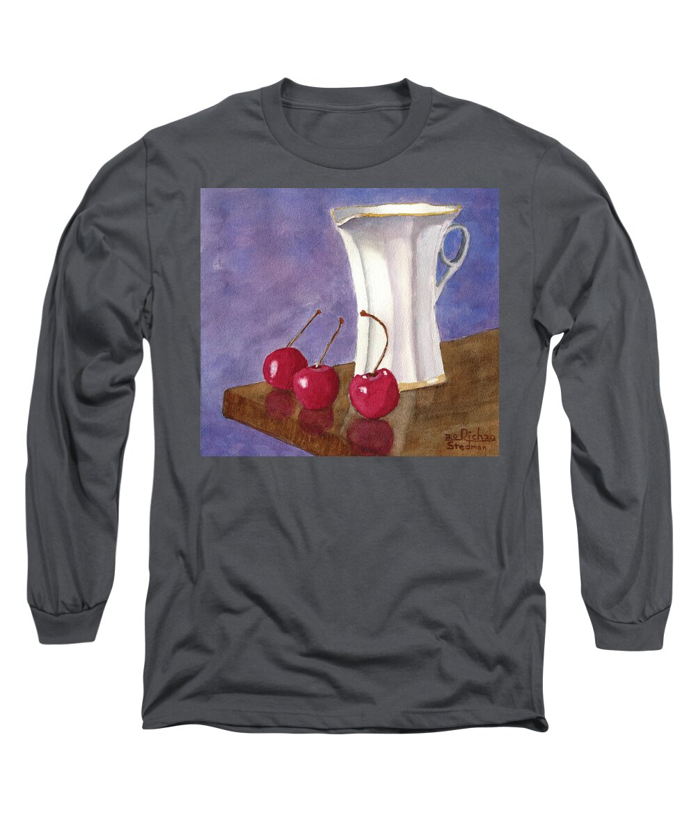 Red Long Sleeve T-Shirt featuring the painting Three's Company by Richard Stedman