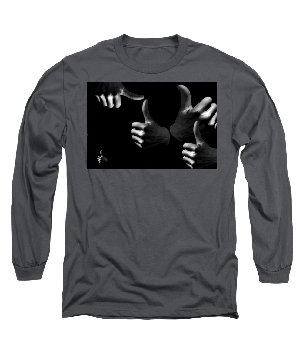 Thumbs Up Long Sleeve T-Shirt featuring the mixed media Thumbs Up by Debra Kewley