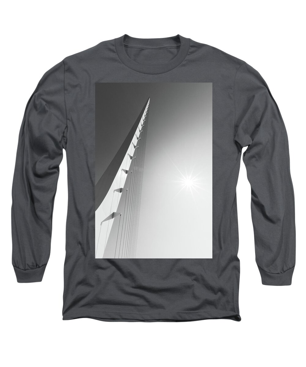 Heaven's Clock Long Sleeve T-Shirt featuring the photograph Heaven's Clock -- Sundial Bridge at Turtle Bay Exploration Park in Redding, California by Darin Volpe