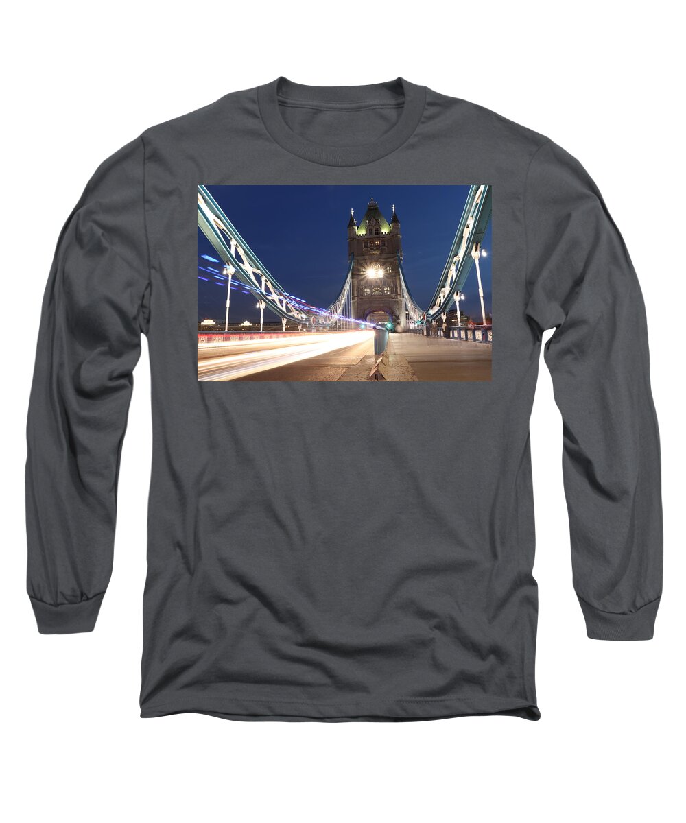 Sky Long Sleeve T-Shirt featuring the photograph Tower bridge in midnight by Vaclav Sonnek