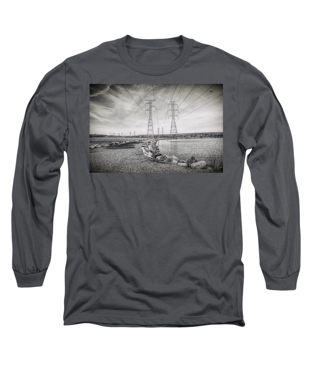 Power Lines Long Sleeve T-Shirt featuring the photograph Towers of Power by Penny Polakoff