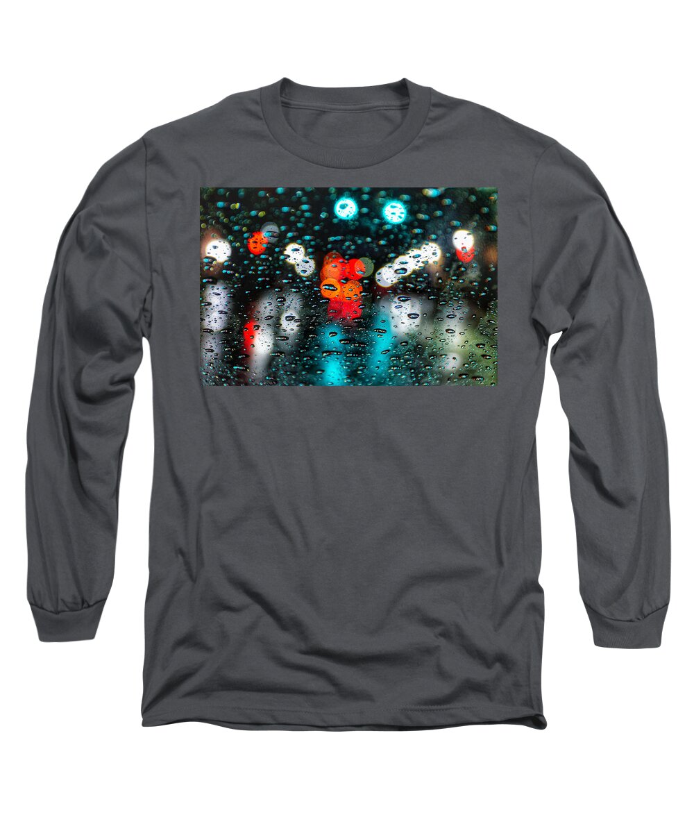 Photo Long Sleeve T-Shirt featuring the photograph Traffic through the Rain by Evan Foster