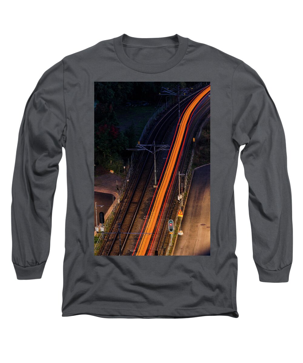 Europe Long Sleeve T-Shirt featuring the photograph Tram tracks by Alexander Farnsworth