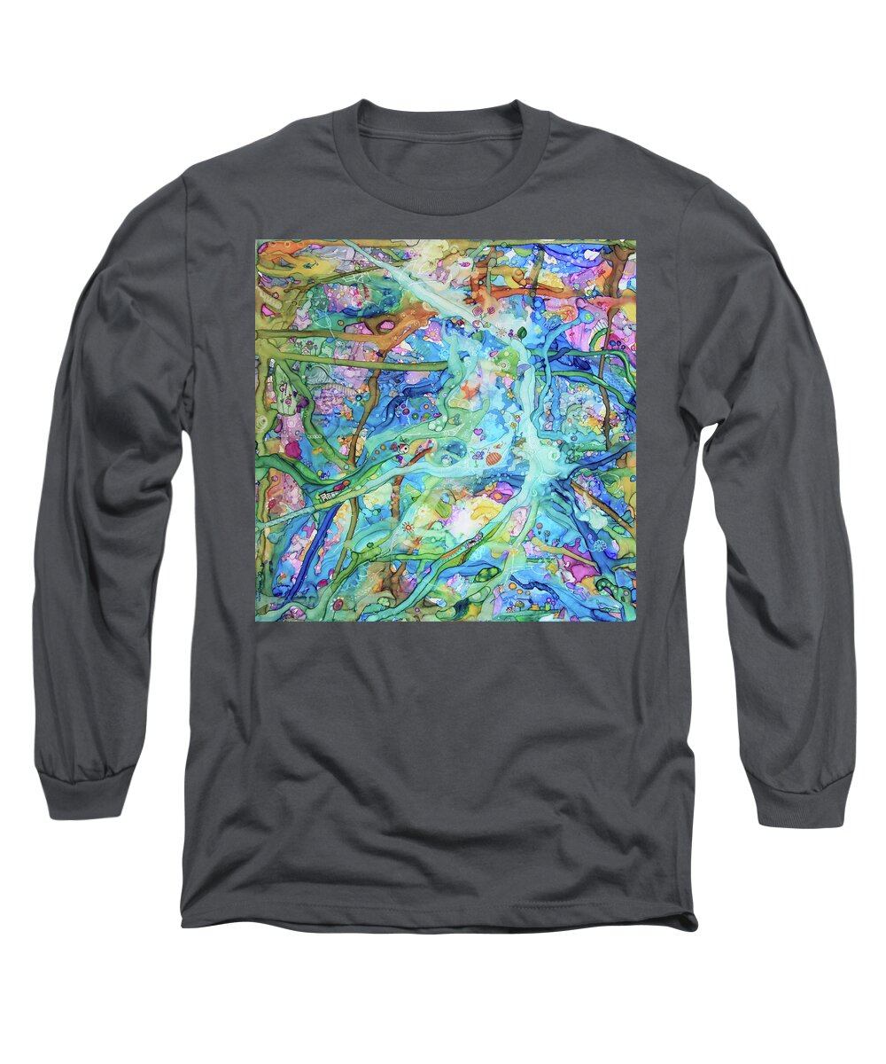 Dreamscape Long Sleeve T-Shirt featuring the painting Travels Along The String by Winona's Sunshyne