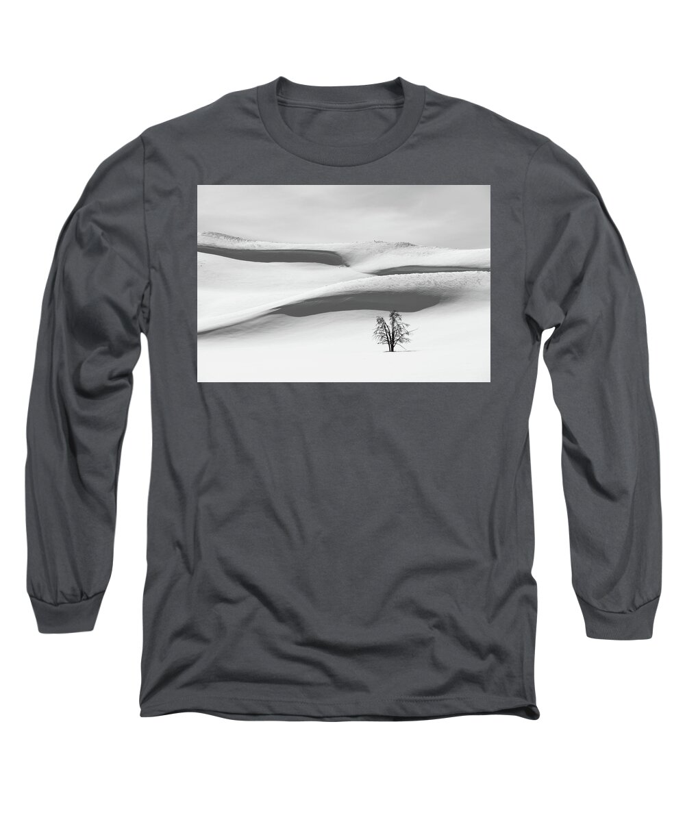 Tree Long Sleeve T-Shirt featuring the photograph Tree on Snow by Alex Lapidus