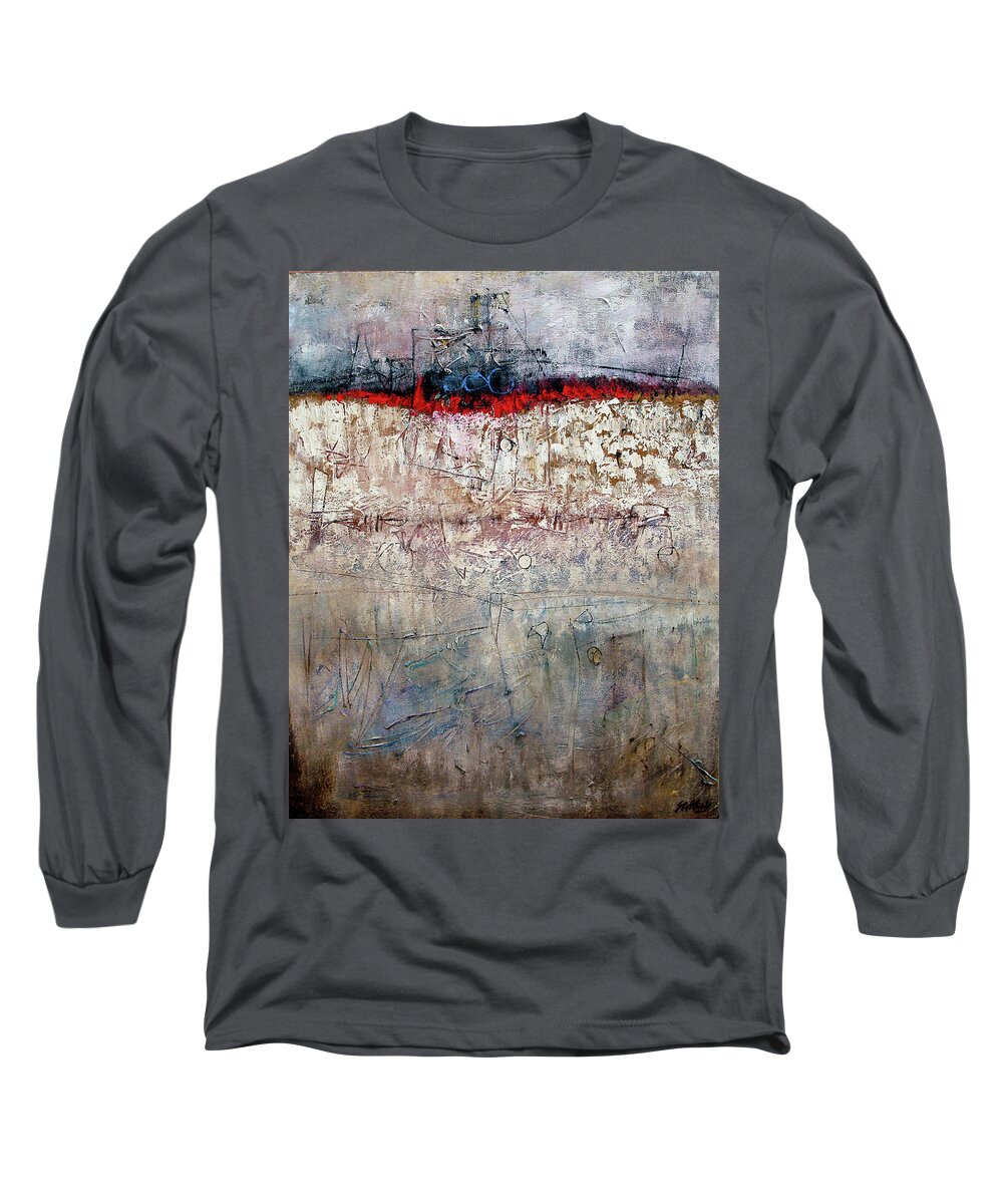 Abstract Long Sleeve T-Shirt featuring the painting Trio's by Jim Stallings