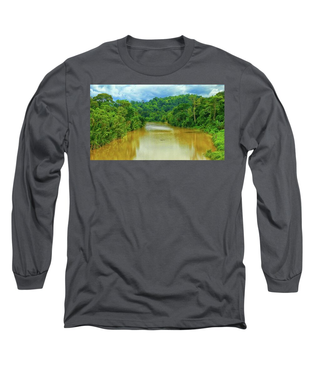 Tropical River Landscape Long Sleeve T-Shirt featuring the photograph Tropical River Landscape by Robert Bociaga