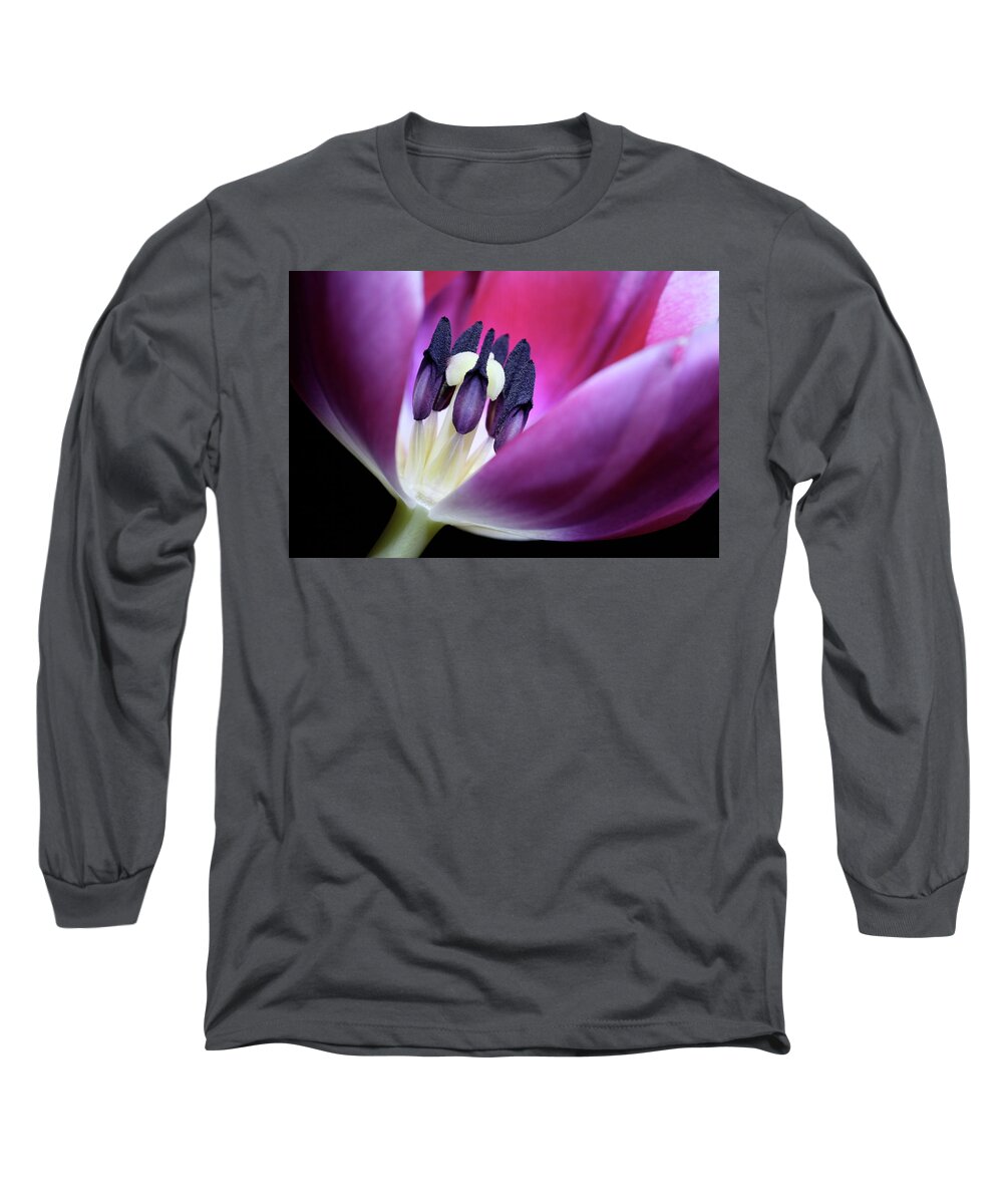 Macro Long Sleeve T-Shirt featuring the photograph Tulip Pink 3917 by Julie Powell