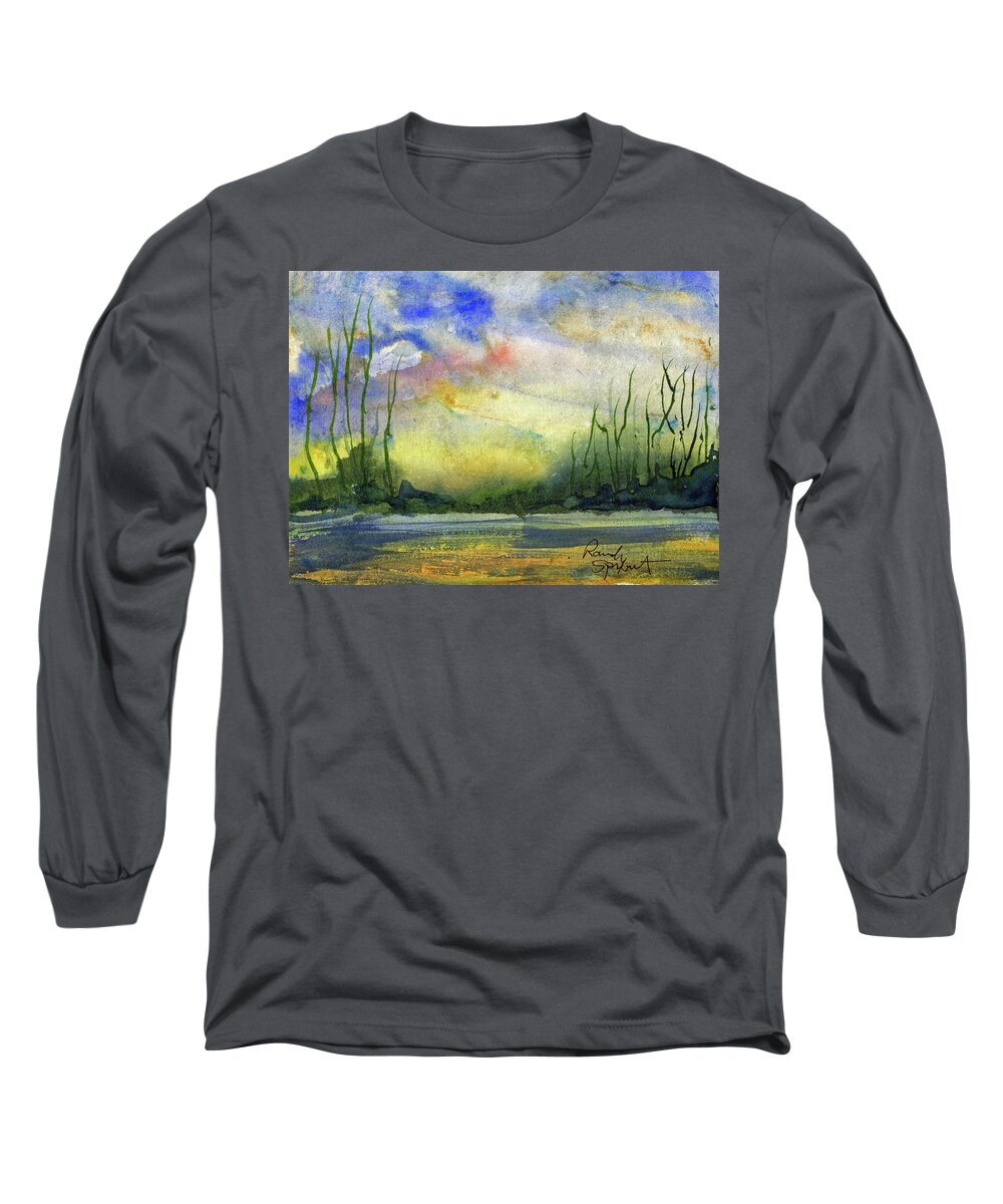 Sea Long Sleeve T-Shirt featuring the painting Twilight Long Island Bahamas by Randy Sprout