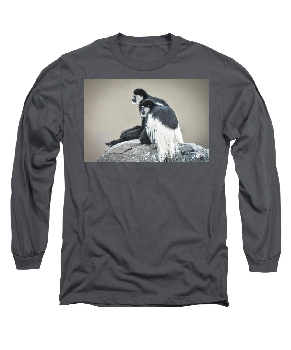 Colobus Long Sleeve T-Shirt featuring the photograph Two colobus monkies by Ed Stokes