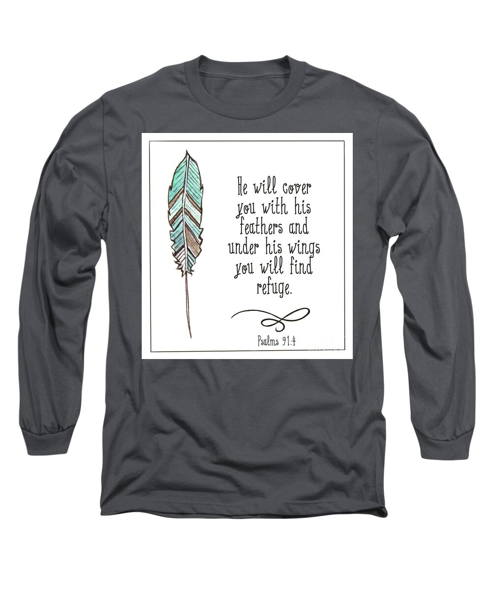 Psalm 91 Long Sleeve T-Shirt featuring the painting Under His Wings by Elizabeth Robinette Tyndall