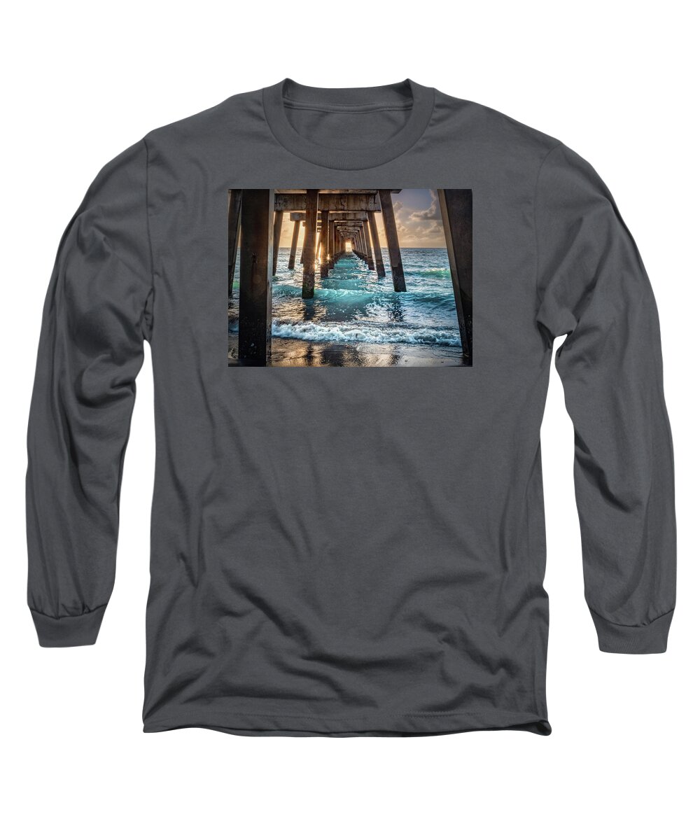 Pier Long Sleeve T-Shirt featuring the photograph Under The Juno Pier by Rebecca Herranen