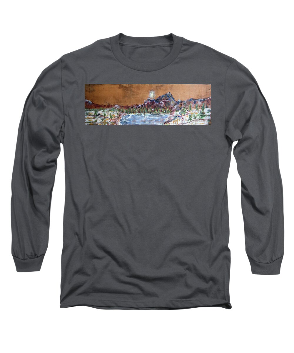  Long Sleeve T-Shirt featuring the painting Unidentified Light in the Night Sky by David McCready