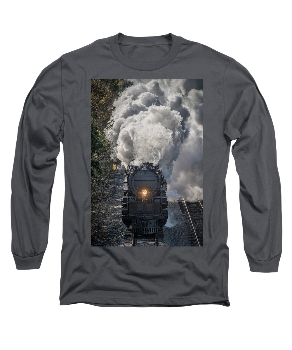 Railroad Long Sleeve T-Shirt featuring the photograph Union Pacific Big Boy 4014 Departs Hope Arkansas by Jim Pearson