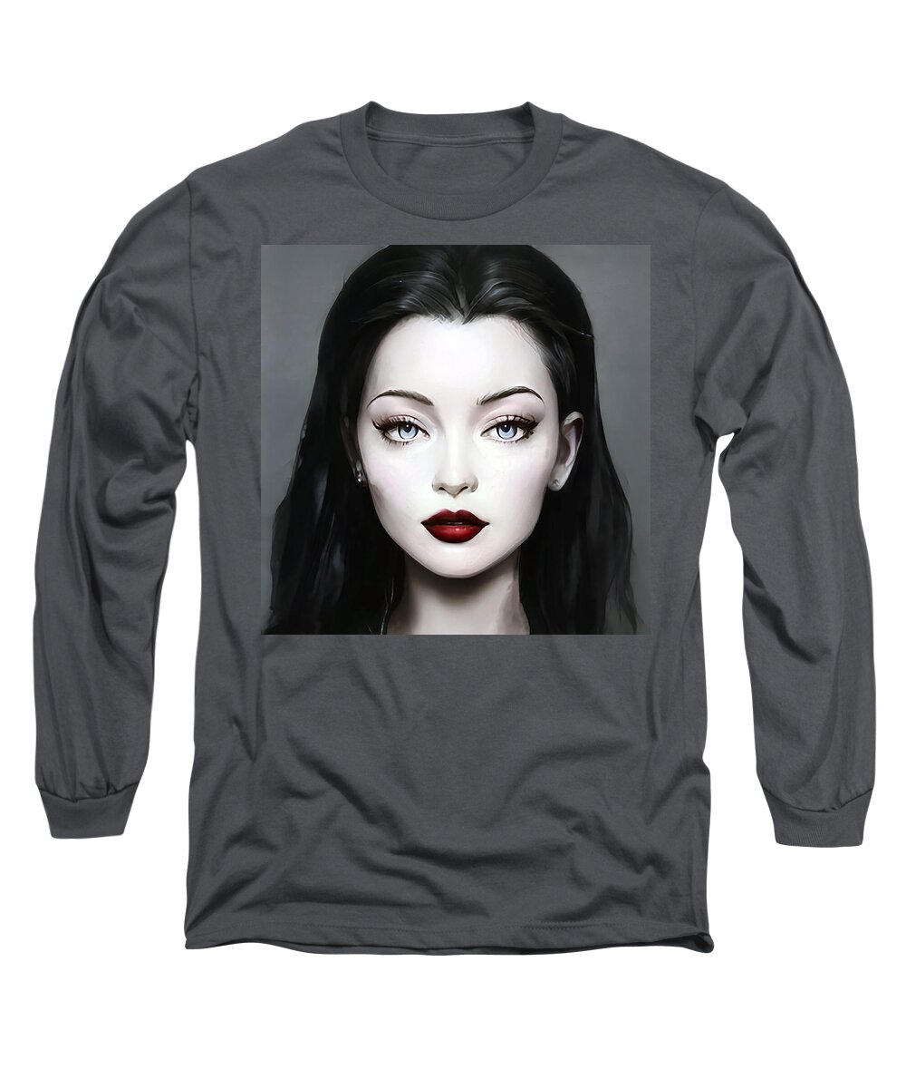 Vampire Long Sleeve T-Shirt featuring the digital art Vampire by Caterina Christakos